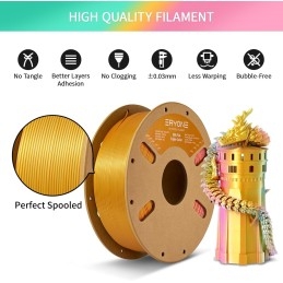 Eryone - PLA Silk Triple-Color - Vert Bijou & Orange rouge & Or (Jewel Green & Orange Red & Gold) - 1.75mm - 1 Kg