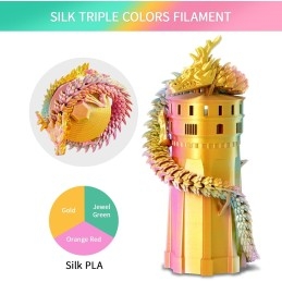 Eryone - PLA Silk Triple-Color - Vert Bijou & Orange rouge & Or (Jewel Green & Orange Red & Gold) - 1.75mm - 1 Kg