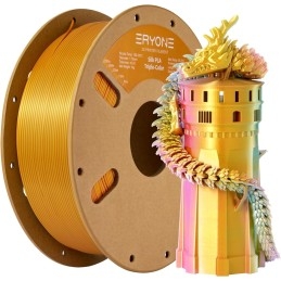 Eryone - PLA Silk Triple-Color - Vert Bijou & Orange rouge & Or (Jewel Green & Orange Red & Gold) - 1.75mm - 1 Kg