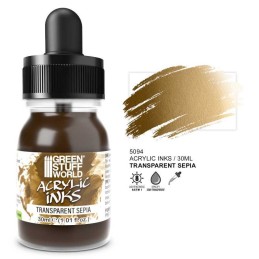 Green Stuff World - Encre acrylique Transparente - Sépia - 30ml - 5094