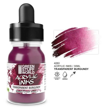 Green Stuff World - Encre acrylique Transparente - Burgundy - 30ml - 4280