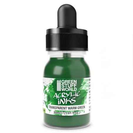 Green Stuff World - Encre acrylique Transparente - Vert Chaud - 30ml - 4278
