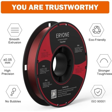 Eryone - TPU - Transparent Red - 1.75mm - 500 gr