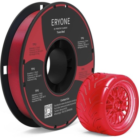 Eryone - TPU - Transparent Red - 1.75mm - 500 gr