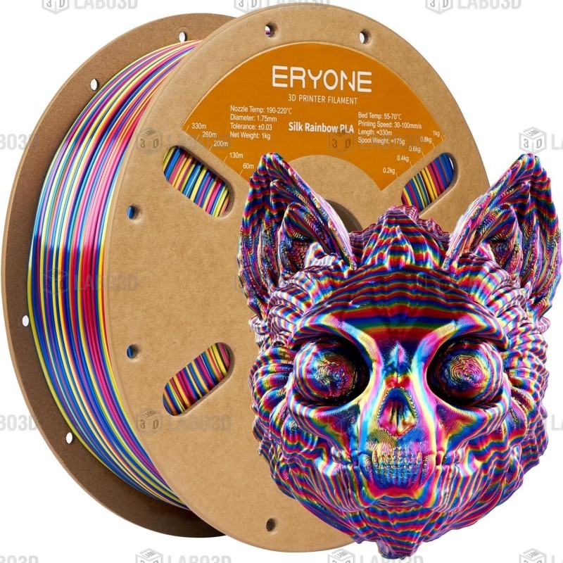 Eryone - PLA - Silk Twist Rainbow - Psychedelic (Red Yellow Blue) - 1.75mm - 1 Kg Eryone - PLA - Silk Twist Rainbow - Psychedelic (Red Yellow Blue) - 1.75mm - 1 Kg