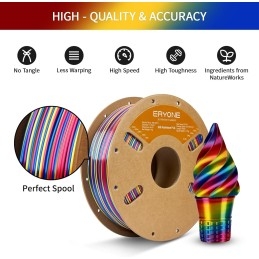 Eryone - PLA - Silk Twist Rainbow - Psychedelic (Red Yellow Blue) - 1.75mm - 1 Kg