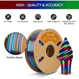 Eryone - PLA - Silk Twist Rainbow - Vortex (Red Blue Green) - 1.75mm - 1 Kg