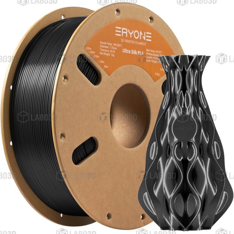 Eryone - PLA Ultra Silk - Black - 1.75mm - 1 Kg Eryone - PLA Ultra Silk - Black - 1.75mm - 1 Kg