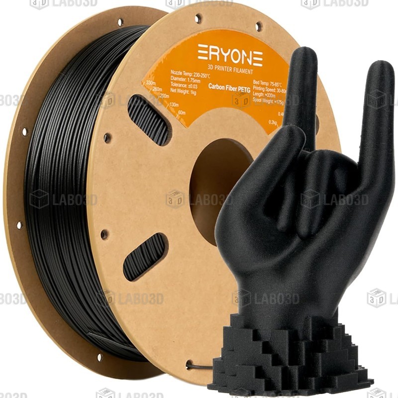 Eryone - PETG Carbon Fiber - Black - 1.75mm - 1 Kg Eryone - PETG Carbon Fiber - Black - 1.75mm - 1 Kg