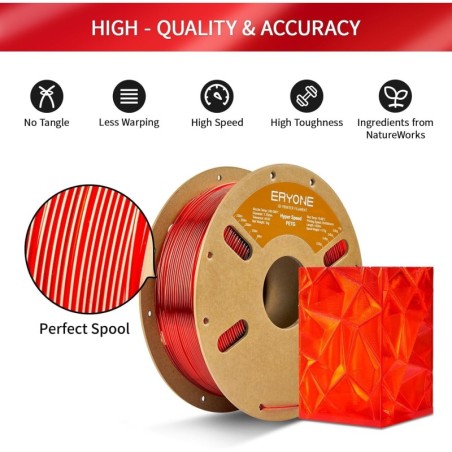 Eryone - PETG High Speed - Transparent Red - 1.75mm - 1 Kg
