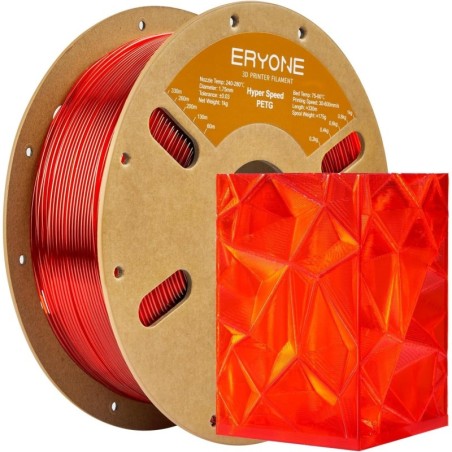 Eryone - PETG High Speed - Rouge Transparent - 1.75mm - 1 Kg
