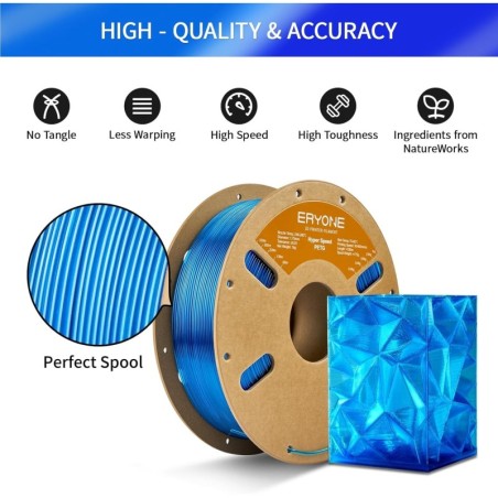 Eryone - PETG High Speed - Transparent Blue - 1.75mm - 1 Kg