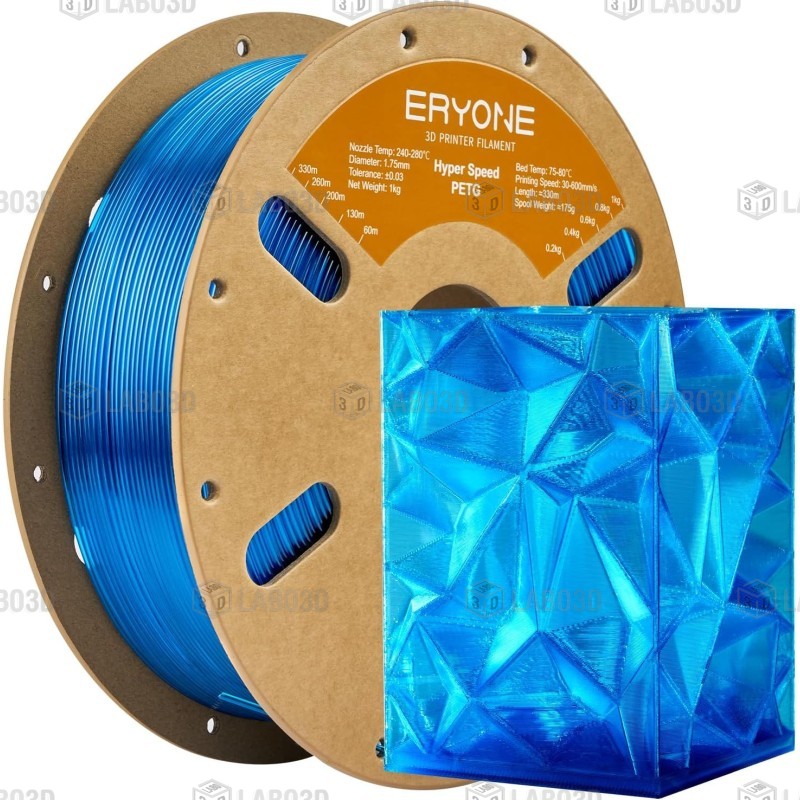 Eryone - PETG High Speed - Bleu Transparent - 1.75mm - 1 Kg Eryone - PETG High Speed - Bleu Transparent - 1.75mm - 1 Kg