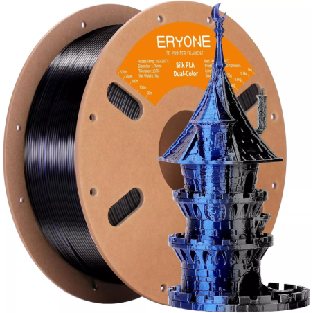 Eryone - PLA Silk Dual-Color - Bleu nuit et noir (Midnight Blue & Black) - 1.75mm - 1 Kg