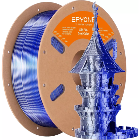 Eryone - PLA Silk Dual-Color - Bleu nuit et Argent (Midnight Blue & Silver) - 1.75mm - 1 Kg