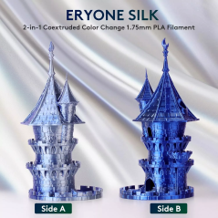 Eryone - PLA Silk Dual-Color - Bleu nuit et Argent (Midnight Blue & Silver) - 1.75mm - 1 Kg