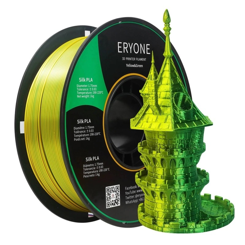 Eryone - PLA Silk Dual-Color - Yellow & Green - 1.75mm - 1 Kg