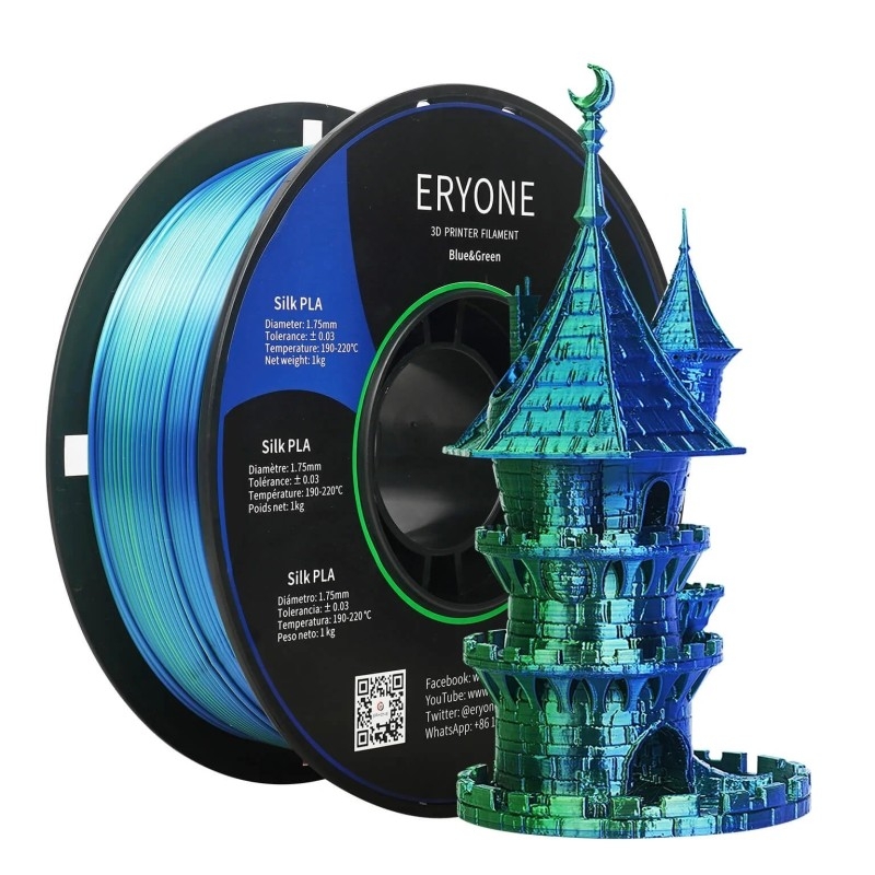 Eryone - PLA Silk Dual-Color - bleu & Vert (Blue & Green) - 1.75mm