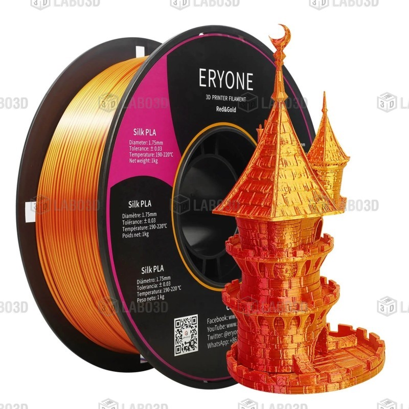 Eryone - PLA Silk Dual-Color - Red & Gold - 1.75mm - 1 Kg Eryone - PLA Silk Dual-Color - Red & Gold - 1.75mm - 1 Kg