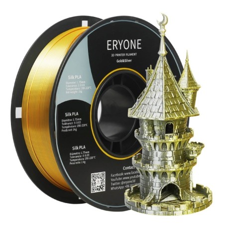 Eryone - PLA Silk Dual-Color - Or & Argent (Gold & Silver) - 1.75mm - 1 Kg