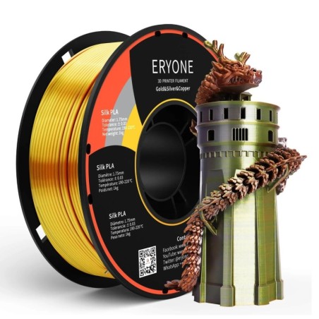 Eryone - PLA Silk Triple-Color - Or & Argent & Cuivre (Gold & Siver & Copper) - 1.75mm - 1 Kg