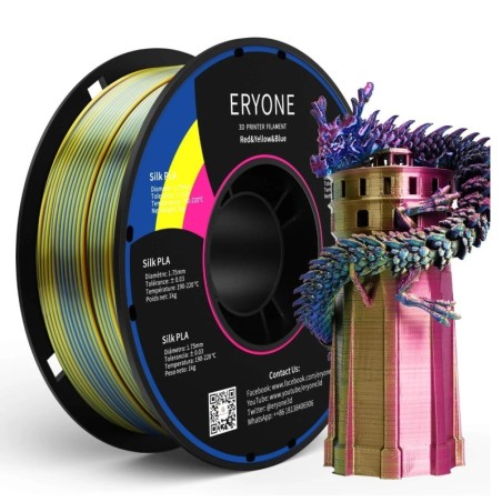 Eryone - PLA Silk Triple-Color - Rouge & Jaune & Bleu (Red & Yellow & Blue) - 1.75mm - 1 Kg