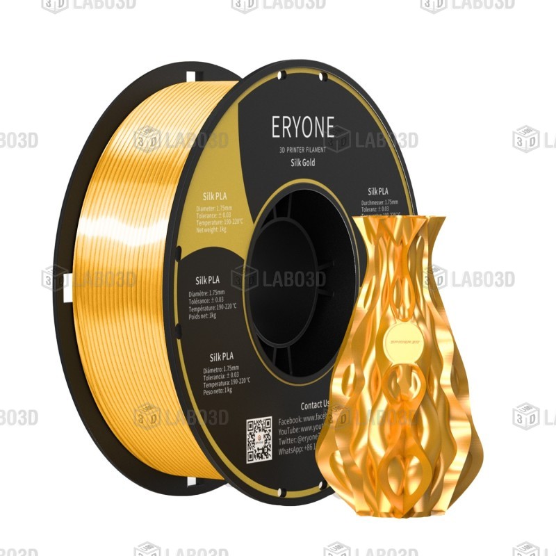 Eryone - PLA Silk - Or (Gold) - 1.75mm - 1 Kg Eryone - PLA Silk - Or (Gold) - 1.75mm - 1 Kg