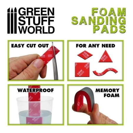 Green Stuff World - Eponge de Ponçage Flexible - Assortiment de Gros Grain X20 - 10977