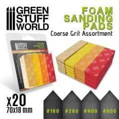 Green Stuff World - Eponge de Ponçage Flexible - Assortiment de Gros Grain X20 - 10977