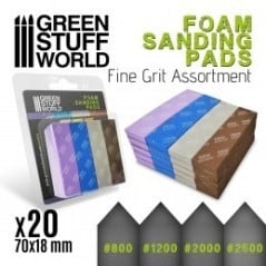Green Stuff World - Eponge de Ponçage Flexible - Assortiment de Fin Grain x20 - 10976