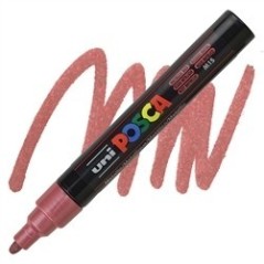POSCA - PC5M Moyenne - Rouge Métal (Metallic Red) - Marqueur Acrylique