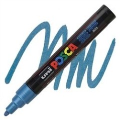 POSCA - PC5M Moyenne - Bleu Métal (Metallic Blue) - Marqueur Acrylique