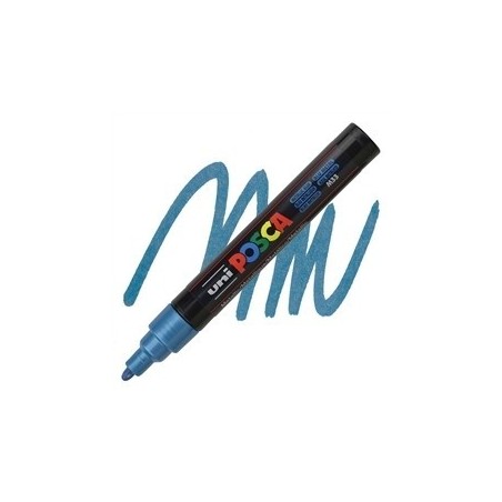POSCA - PC5M Moyenne - Bleu Métal (Metallic Blue) - Marqueur Acrylique
