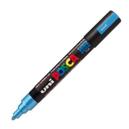 POSCA - PC5M Moyenne - Bleu Métal (Metallic Blue) - Marqueur Acrylique