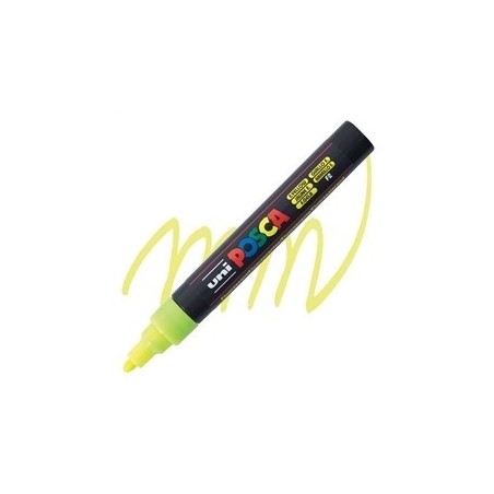 POSCA - PC5M Moyenne - Jaune Fluo (Fluorescent Yellow) - Marqueur Acrylique