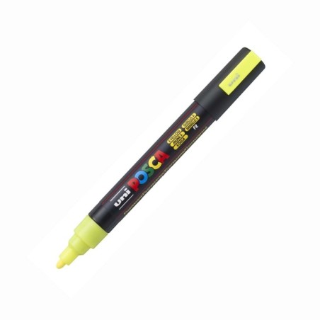 POSCA - PC5M Moyenne - Jaune Fluo (Fluorescent Yellow) - Marqueur Acrylique