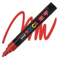 POSCA - PC5M Moyenne -  Rouge (Red) - Marqueur Acrylique