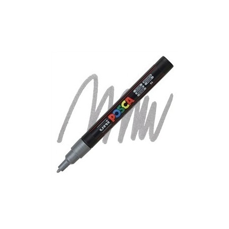 POSCA - PC3M Fine - Argent (Metallic Silver) - Marqueur Acrylique