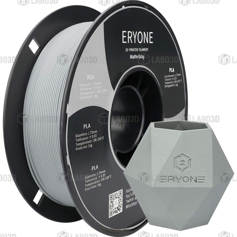 Eryone - PLA Matte - Gray - 1.75mm - 1 Kg Eryone - PLA Matte - Gray - 1.75mm - 1 Kg