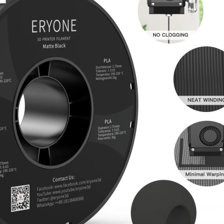 Eryone - PLA Matte - Noir (Black) - 1.75mm - 1 Kg