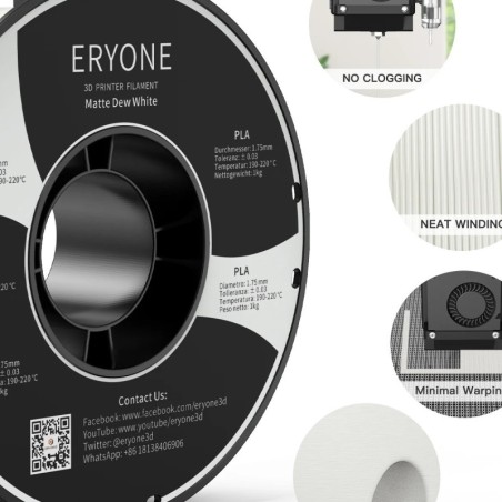 Eryone - PLA Matte - Blanc (White) - 1.75mm - 1 Kg
