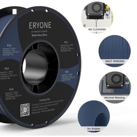 Eryone - PLA Matte - Bleu Marine (Navy Blue) - 1.75mm - 1 Kg