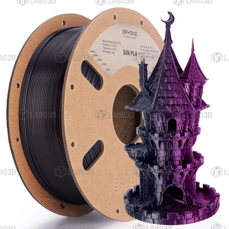 Filament SILK PLA tri-color ERYONE 1.75mm ROUGE OR VIOLET