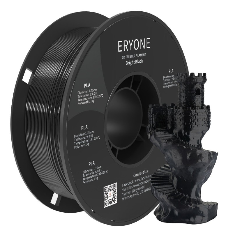 Eryone - PLA Standard - Noir Brillant (Bright Black) - 1.75mm - 1 Kg