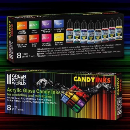 Green Stuff Word - Set x8 Acrylic Candy Ink Paints - 9568