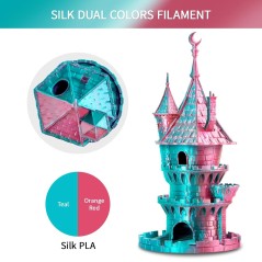 Eryone - PLA Silk Dual-Color - Sarcelle & Orange rouge (Teal & Orange Red) - 1.75mm - 1 Kg