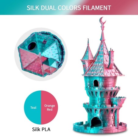 Eryone - PLA Silk Dual-Color - Teal & Orange Red - 1.75mm - 1 Kg