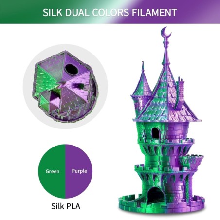Eryone - PLA Silk Dual-Color - Violet & Vert (Purple & Green) - 1.75mm - 1 Kg