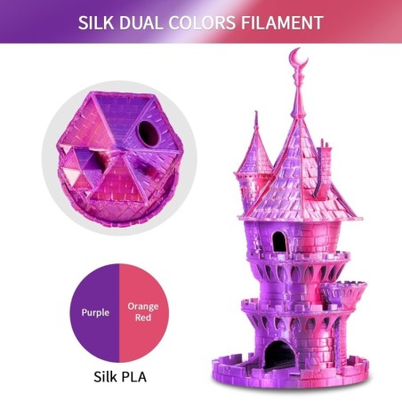 Eryone - PLA Silk Dual-Color - Orange Red & Purple - 1.75mm - 1 Kg