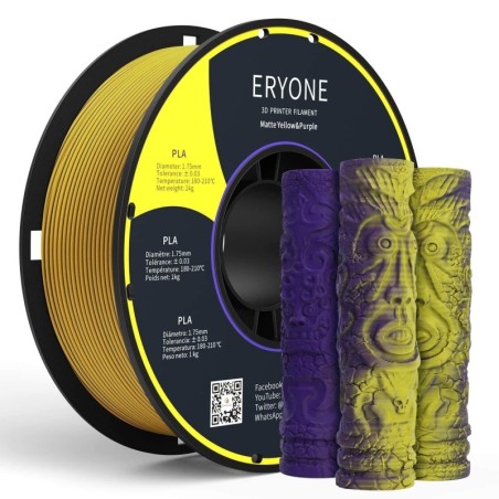 Eryone - PLA Matte Dual-Color - Yellow & Purple - 1.75mm - 1 Kg